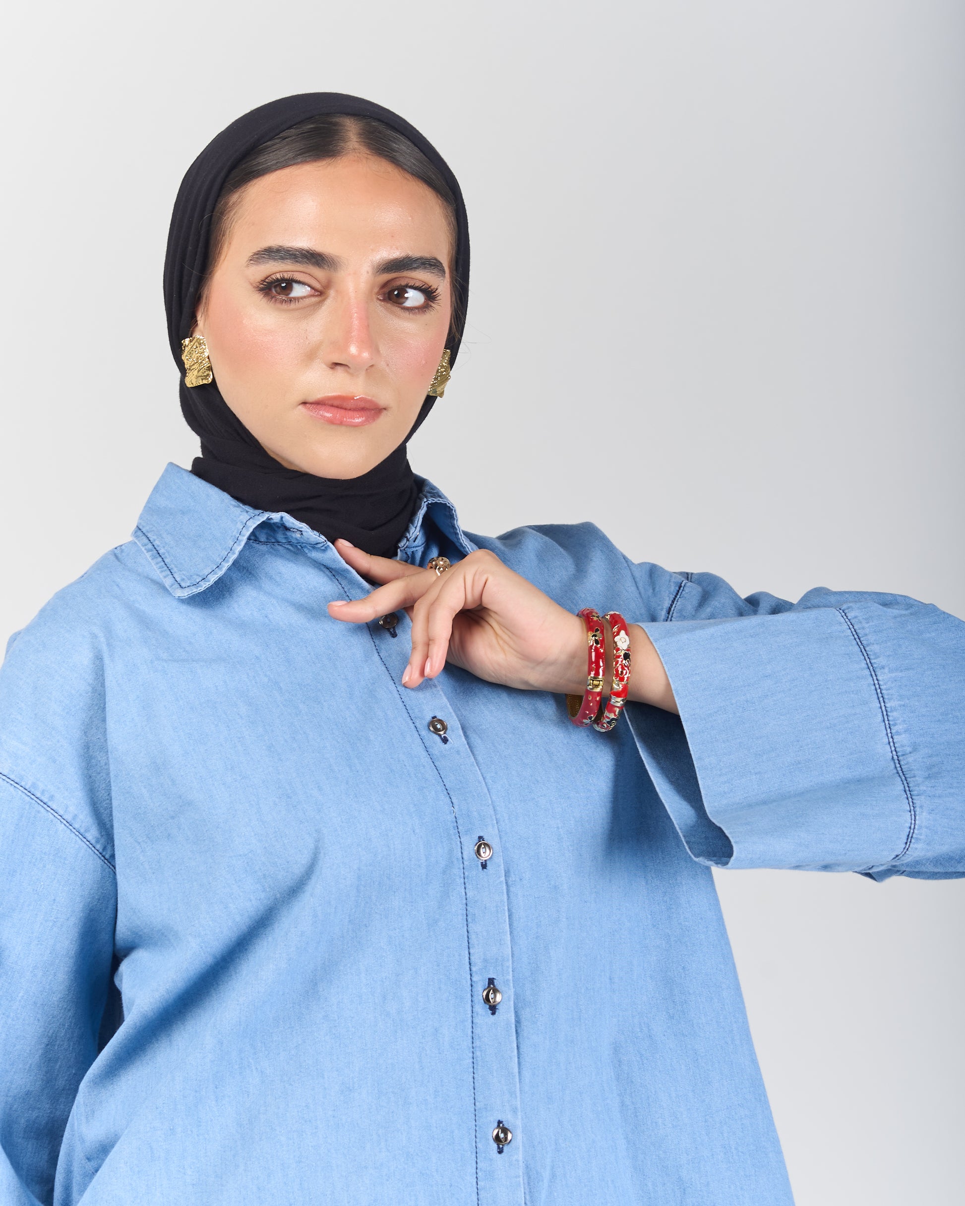 The Boxy Chill Denim Shirt - Light Blue
