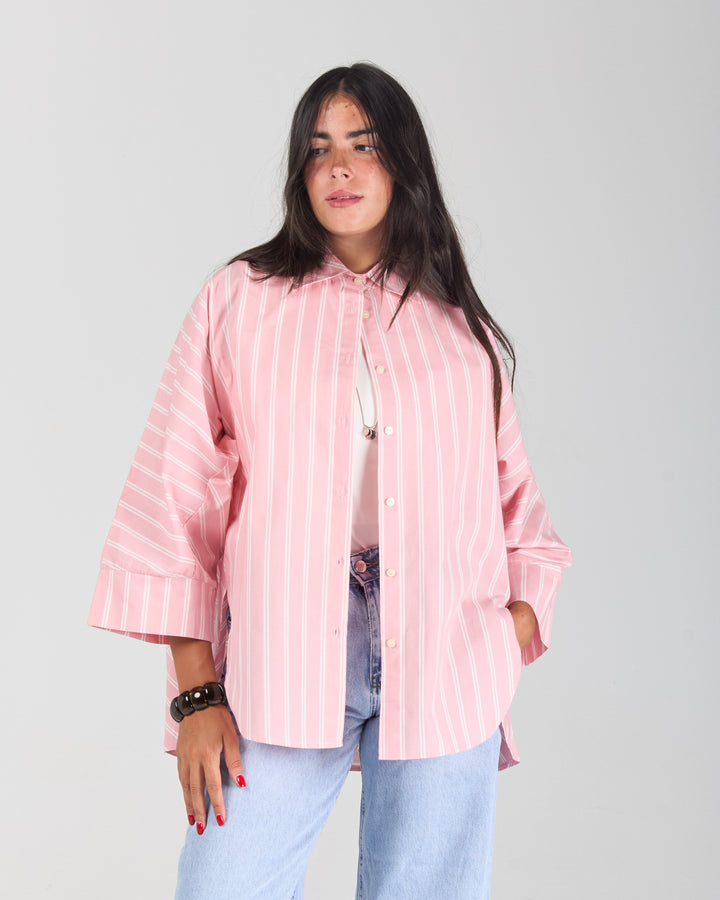 The Boxy Stripe Shirt - Rose