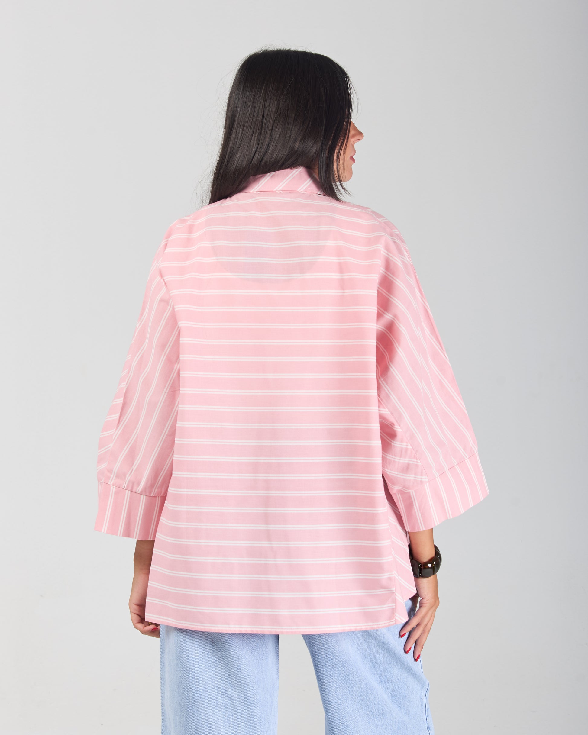 The Boxy Stripe Shirt - Rose