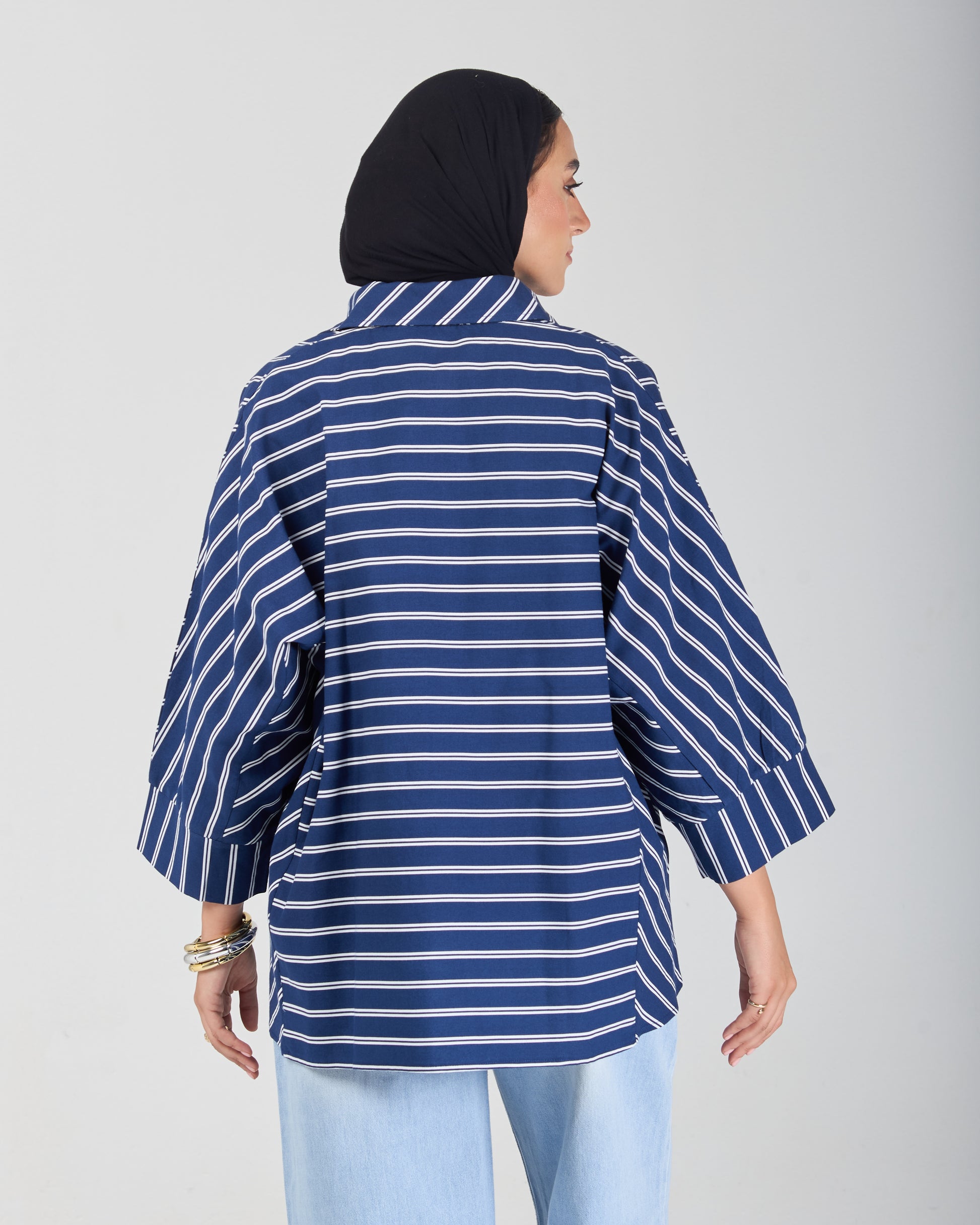 The Boxy Stripe Shirt - Navy