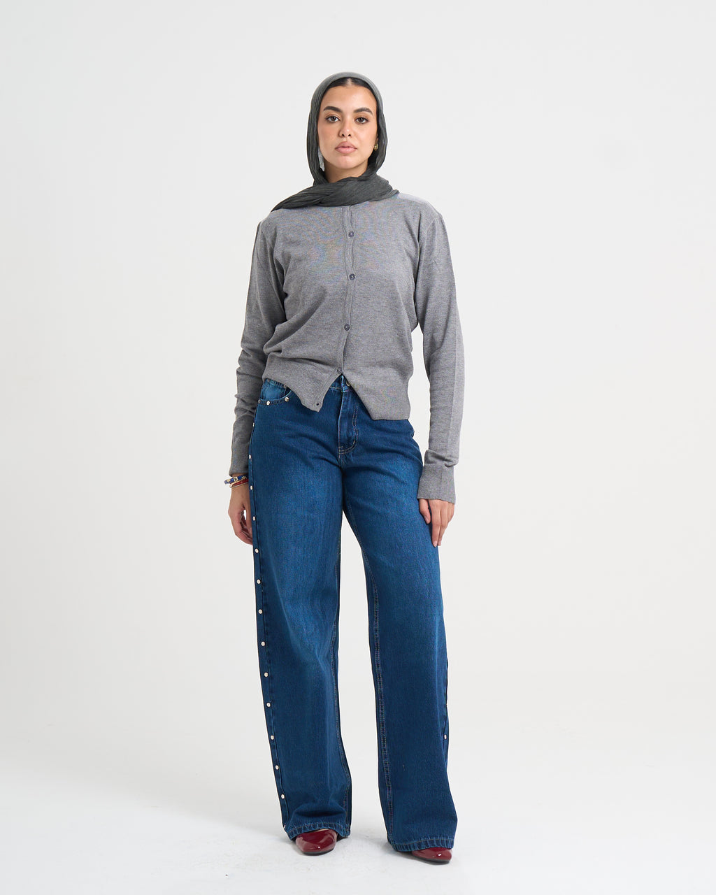 The Studded Denim Pants - Dark Blue