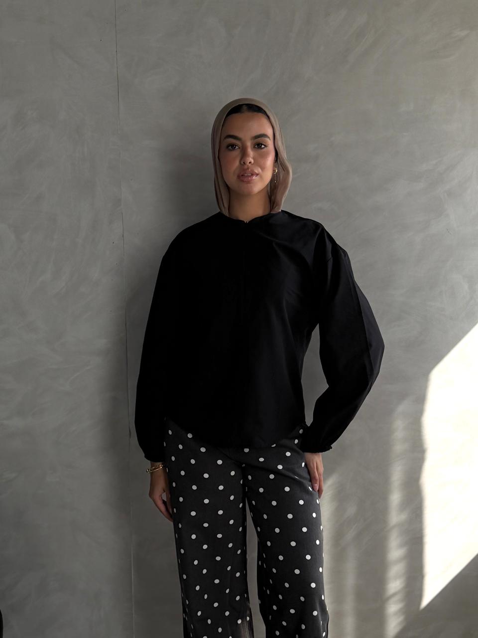 The Zip Front Blouse - Black