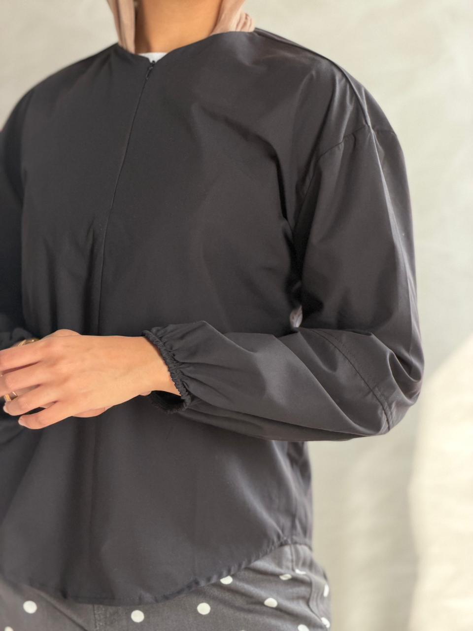 The Zip Front Blouse - Black