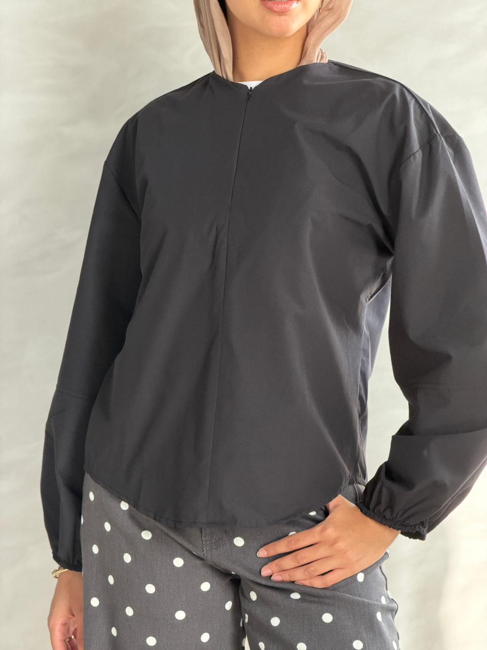 The Zip Front Blouse - Black