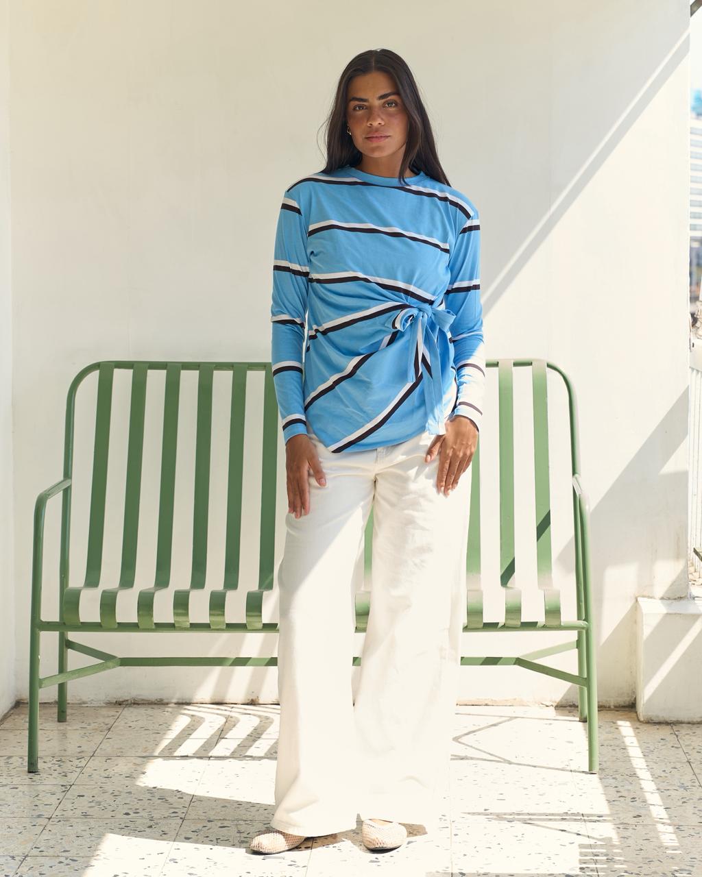 Striped Knot Tee - Blue