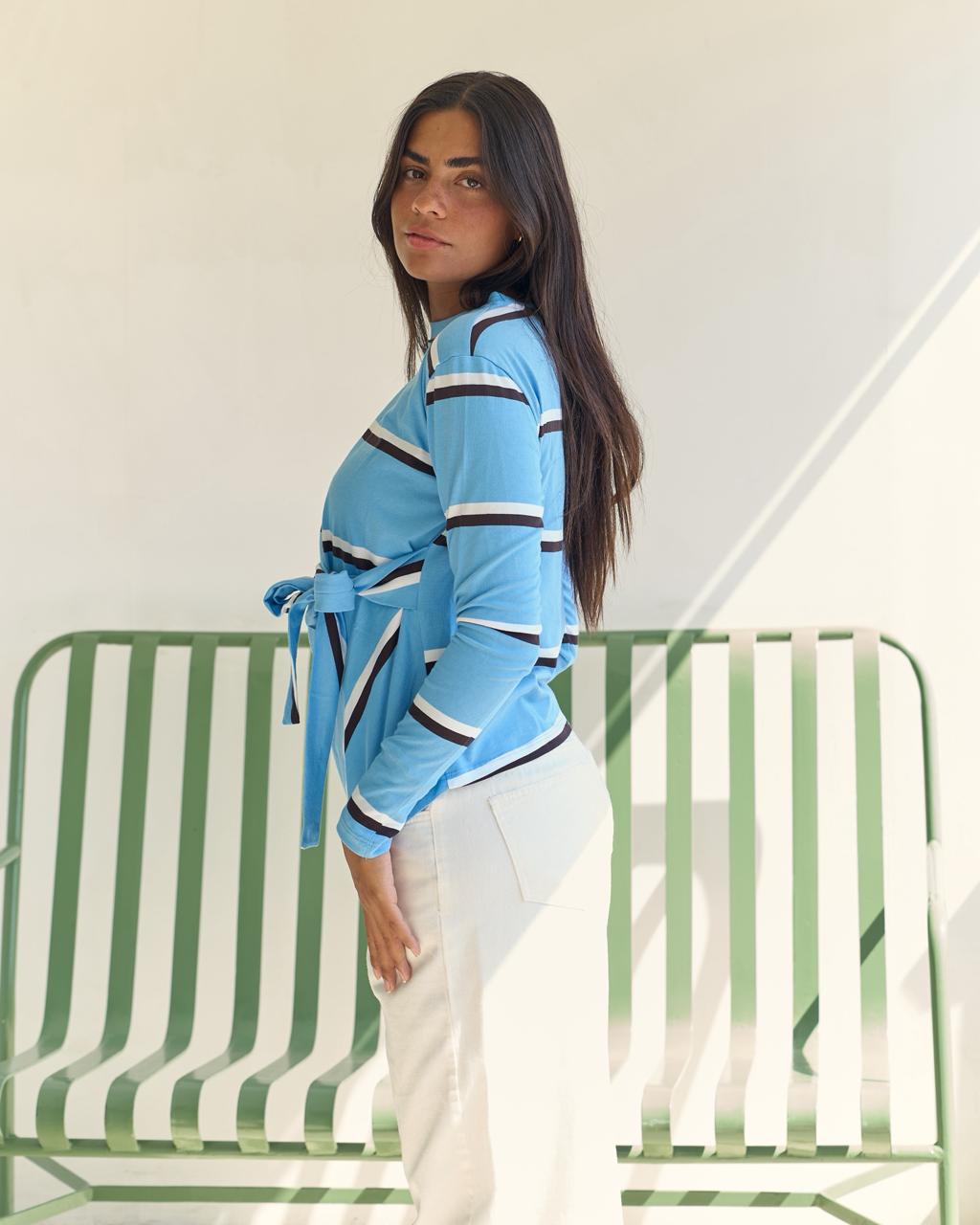 Striped Knot Tee - Blue