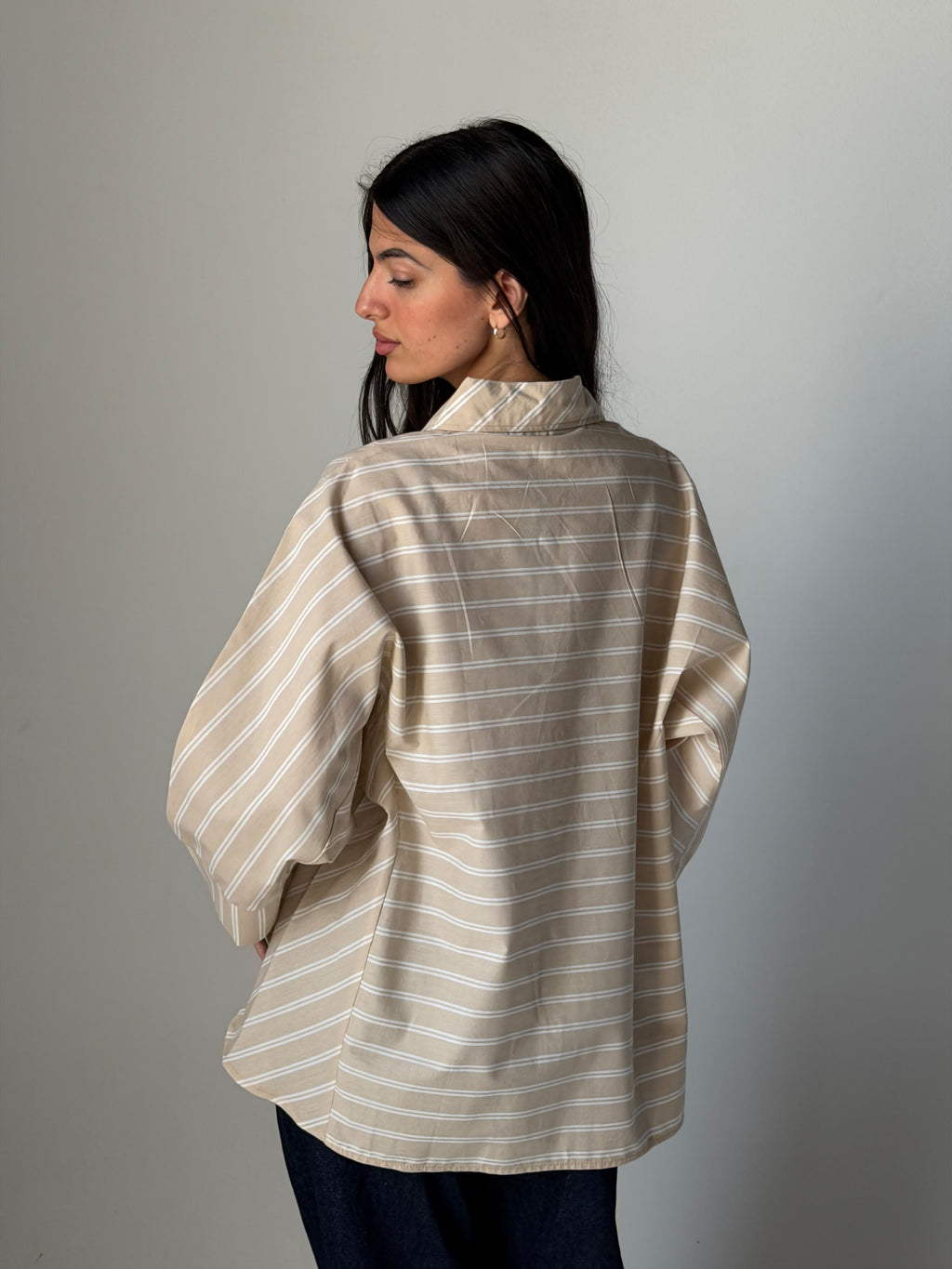 The Boxy Stripe Shirt - Beige