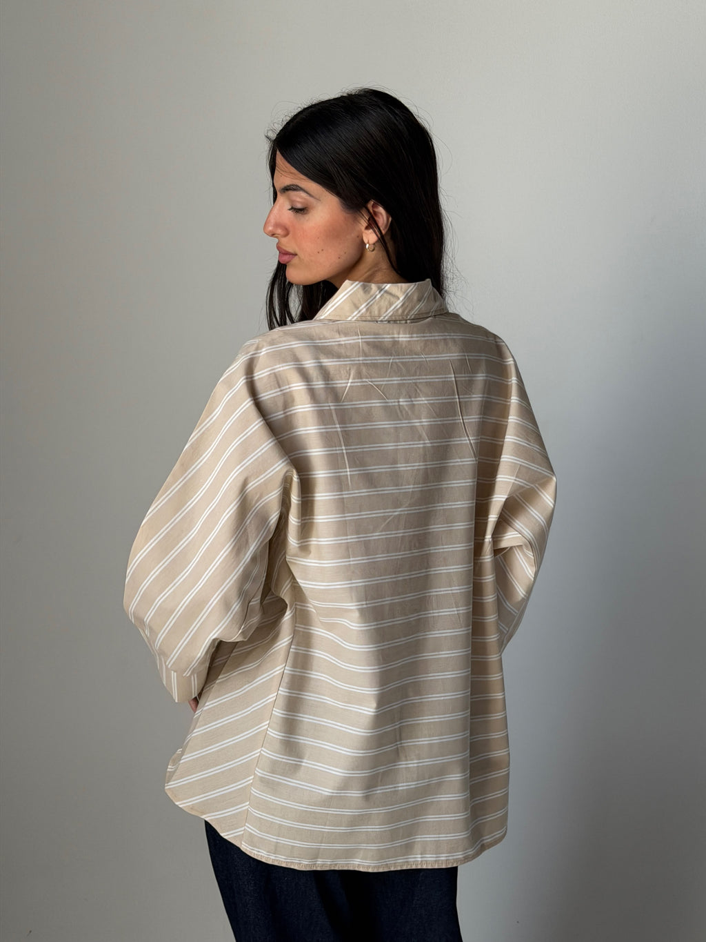 The Boxy Stripe Shirt - Beige